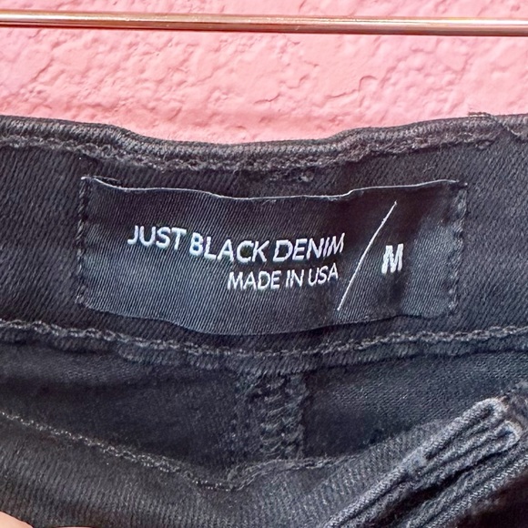 Just Black Denim Black Button Fly Mini Skirt Raw Hem Medium - Picture 4 of 6